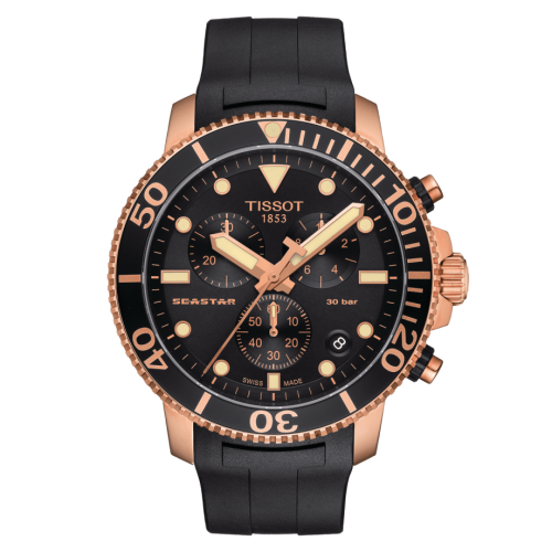 Tissot Seastar 1000 Chronograph Quartz 45.5 Rose Gold / Black / Rubber